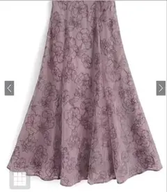 グレイル　GRL 花柄刺繍フレアスカートフラワープリント パープル　紫　S