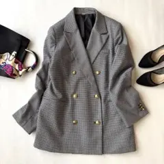 極美品♡ミラオーウェン 金釦ダブルブレザーオーバージャケット 千鳥格子 チェック 2025年最新】金釦ダブルブレザーオーバージャケット ミラ