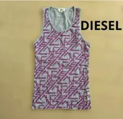 ディーゼル　DIESEL タンクトップ　グレー　パープル　紫　総柄