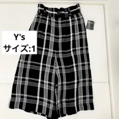 Y's　ワイズ　ヨウジヤマモト　リネン　麻　100% チェックスカートパンツのサムネイル