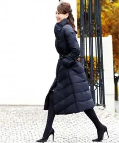 RUIRUE Boutique ウエストリボンベルトロングダウンコートLL