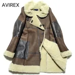 【極美品】AVIREX　ムートンコート B-3 切り替え 羊革 レザー ブラウン