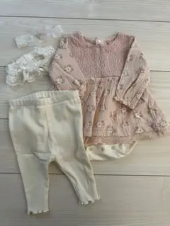 petit main 花柄ロンパース レギンスセット お呼ばれ 70