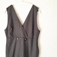 ゲリラ価格‼️Used グレー チェック ノースリーブ ラップワンピース