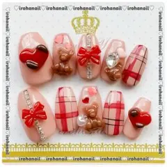 ネイルチップ オーダー受付中 量産型 ワンホン チョコ y2k バレエコア 韓国