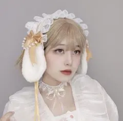 カチューシャ　ロリータ　量産型　メイド　コスプレ　衣装　仮装　うさ耳　ウサ耳