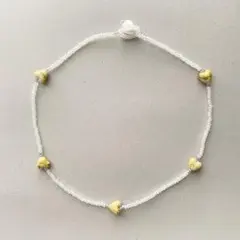 黄色のハートネックレス | パール | ホワイト|