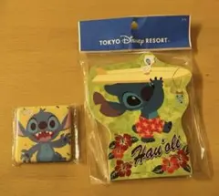 ディズニー　スティッチ メモ用紙＆缶バッチ2点セット