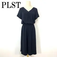 新品タグ付き PLST プラステ 半袖ワンピース ネイビー M B955