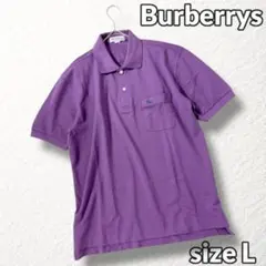 極美品✨【Burberrys】ポロシャツ 紫色 L ホースロゴ 刺繍 胸ポケット 