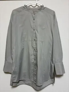 グレー スタンドカラーシャツ 長袖