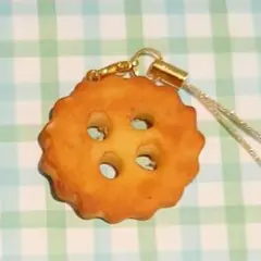 ハンドメイドビスケットボタン型キーホルダー
