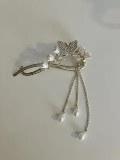 蝶モチーフ パール付き髪飾り