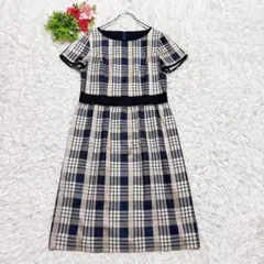 【クレージュ】 膝丈ワンピース （L） シルク混 絹 裏地ありフェミニン 上品のサムネイル