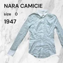 NARA CAMICIE 長袖シャツ ストライプ ホワイト ブルーワイシャツ古着のサムネイル
