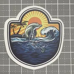 【QQQ-67】防水ステッカー ビーチ 海 南国 ハワイ ハワイアン イルカ