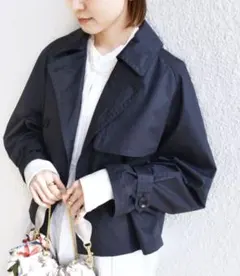 タグ付新品　SHIPS タイプライターボリュームスリーブショートトレンチコート