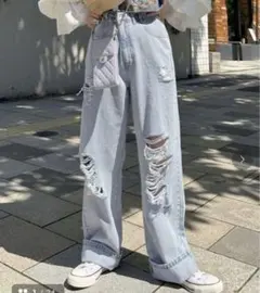 ♡結構なダメージデニムパンツ♡