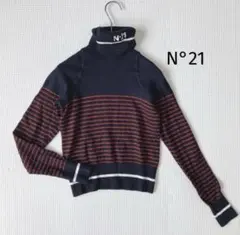 ヌメロ ヴェントゥーノ N°21 ニット 長袖 ラメボーダー タートル