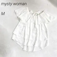 mystywoman 　フリルブラウス　オフショルダー リボン　半袖　透け感のサムネイル