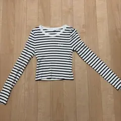 GAP ストライプ 長袖 クロップドTシャツ