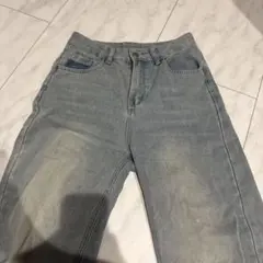 ハートパターン　ワイドレッグ　ジーンズ