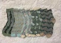 花柄 レディース靴下 くすみカラー ボタニカル レトロ 北欧 綿混 5足セット