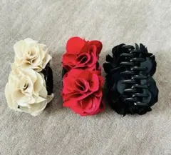 美品　ヘアクリップ　3色セット　フラワーモチーフ