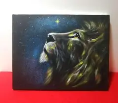 星空とカラフルなオオカミの原画　現代アート　絵画　動物画　キャンバスアート 星空とカラフルなオオカミの原画 現代アート 絵画 動物画 キャンバス