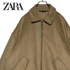 古着ZARA ザラ スエードジャケット ベージュ L 肉厚 短丈ジップブルゾン