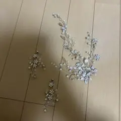 ウェディングヘッドドレスとピアスセット
