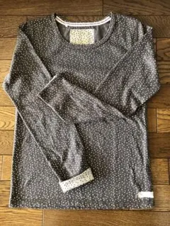 ライムインク=ドット柄長袖Tシャツ くすんだチョコレートカラー