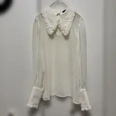 one spo フリルカラー シアーブラウス ホワイトのサムネイル