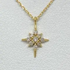 【美品】K18 ダイヤモンド 0.07ct 星 ネックレス 18金