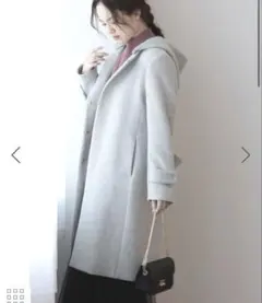 vis ヴィス　ノーカラーコート　グレー