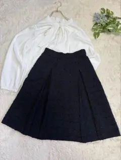 【美品】Te chichi CLASSICラメ入りツイードチェック 台形スカート