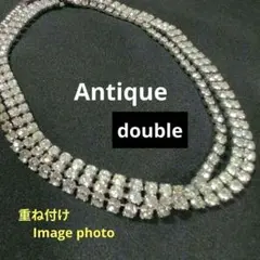 Antique／アンティーク　２連風　テニスネックレス　シルバーカラー