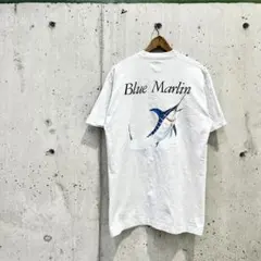 90s ポケットTシャツ 杢グレー カジキ オールドサーフ マリン フィッシングのサムネイル