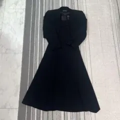 コルコバードCORCOVADO フリルロングリブニット黒ワンピース 7万円