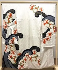 B 鶴模様 金駒刺繍 金彩 白地 正絹 振袖 袷 着物 K175 B 鶴模様 金駒刺繍 金彩 白地 正絹 振袖 袷 着物 K175 - メルカリ