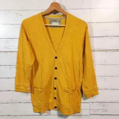 【美品】ナノ・ユニバース　メンズ　カーディガン　綿100%　黄色　薄手　重ね着