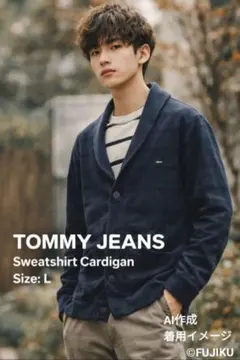 TOMMY JEANS トミージーンズ スウェットカーディガン L ネイビー