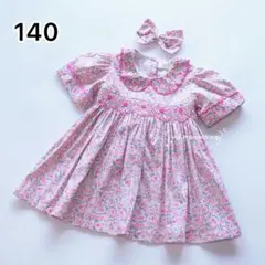 新品　スモッキング ワンピース　ピンク　卒業式　発表会　誕生日　リボン付き