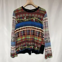 トリココムデギャルソン 総柄 背面ボタン カットソー M