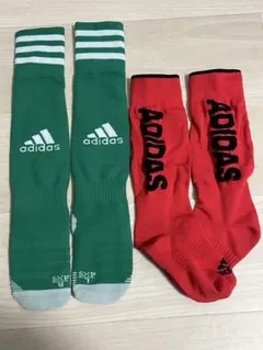 adidas サッカーソックス 緑　赤 セット