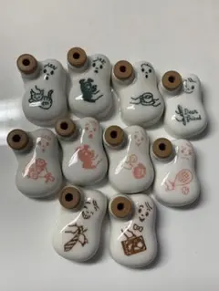 希少/コルク栓】崎陽軒ひょうちゃん 2代目 原田治 ピンク茶青 5個 