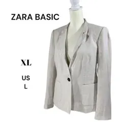 ZARA BASIC カジュアル　リネンジャケット【XL】ライトベージュ