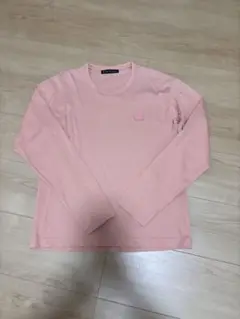 Acne Studios Stockholm 1996 ピンク長袖Tシャツ Acne Studios - Relaxed Fit Logo T-Shirt in Cotton Candy Pink