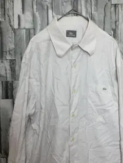 LACOSTE　 長袖シャツ＊ホワイトチェック　Lサイズ　＃A-2-12