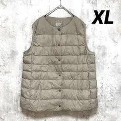 【ダウンベスト】ブラウン系 薄手 軽量 暖か シンプル 中着 重ね着◎